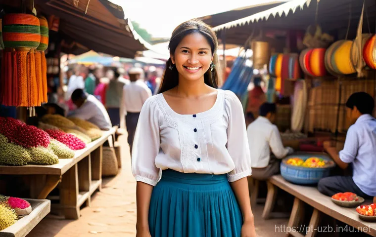 우즈베키스탄 여성 여행자를 위한 안전 팁 - A confident woman in her early 30s walking through a vibrant, sunlit foreign city street. She is hol...