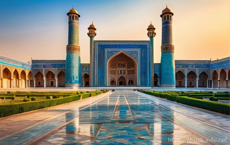 우즈베키스탄과 카자흐스탄의 차이점 - **Prompt:** A breathtaking panoramic view of Registan Square in Samarkand, Uzbekistan, captured duri...